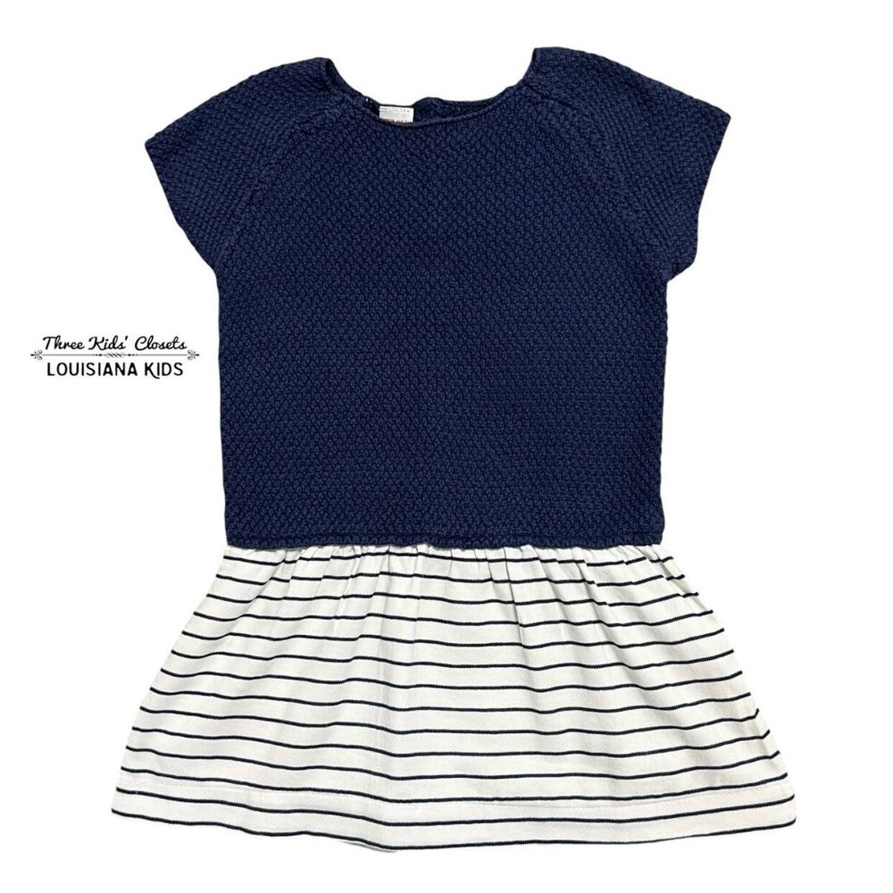 Zara Girls 2-3Y Navy & White Striped Dress